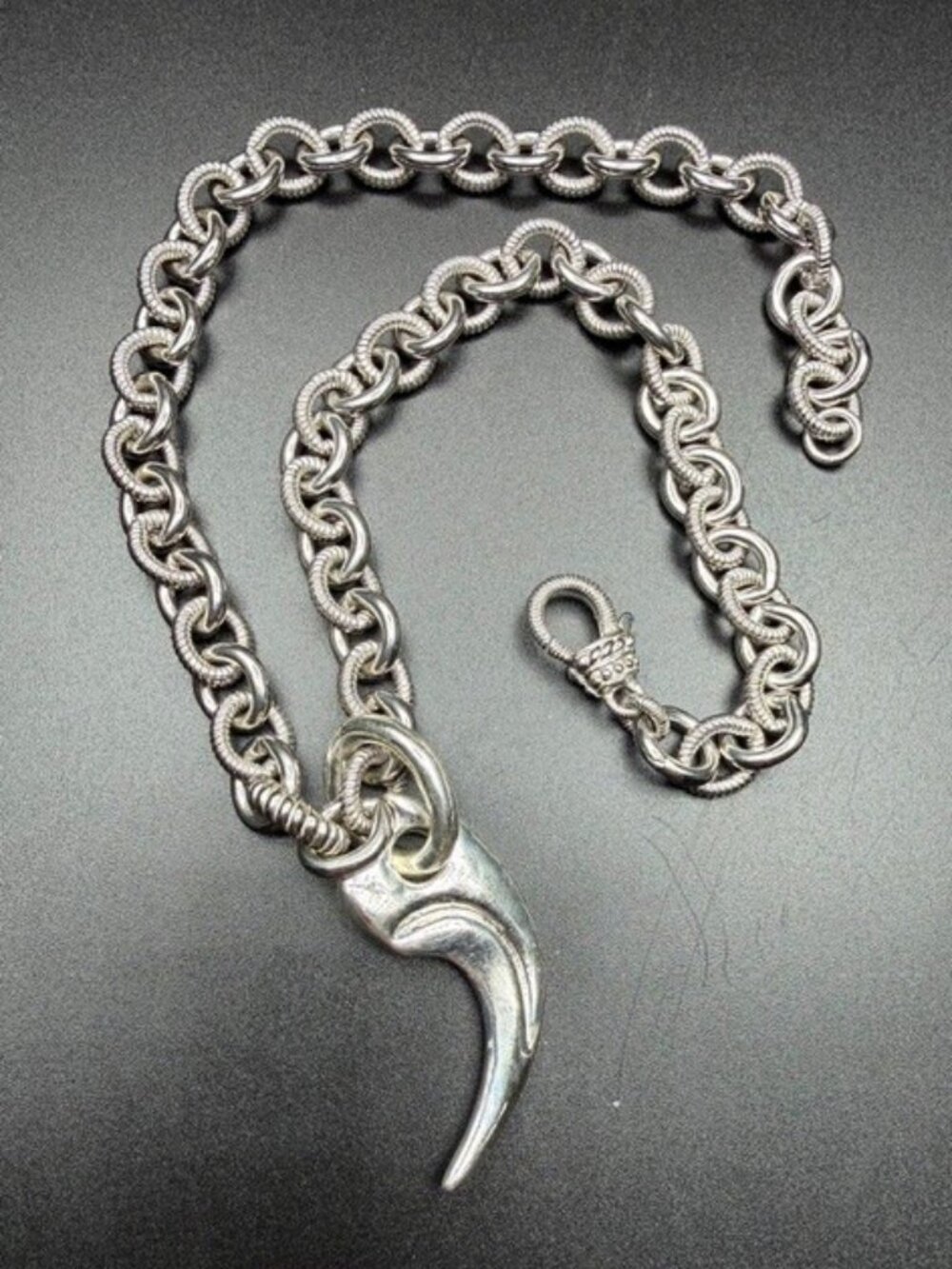 RLM Robert Lee Morris 1980s Sterling Silver Large Grizzly Claw Necklace